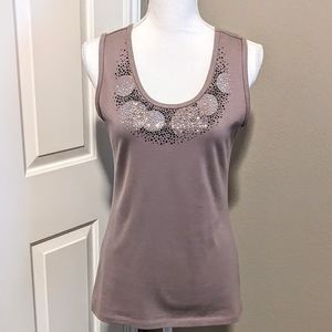 Vintage jewel embellished tank top